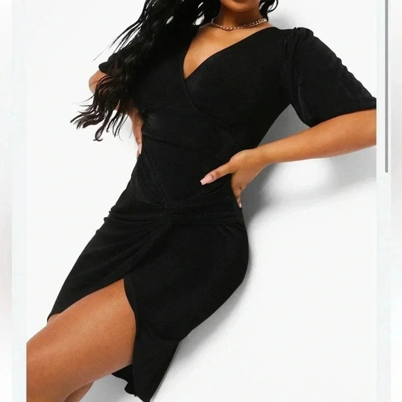 BOOHOO bodycon barbiecore dress! NWT wrap overlay,fuchsia,supplice,event,sexy - Picture 10 of 15